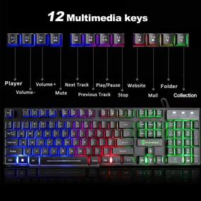 img 2 attached to Keyboard Rainbow Backlit 2400DPI Optical Computer Accessories & Peripherals