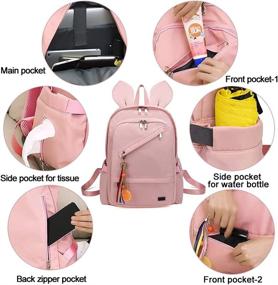 img 2 attached to Backpack For Teen Girls Womens School Laptop Bookbag Middle School College Travel Rucksack Floral Daypacks (Bunny Pink)