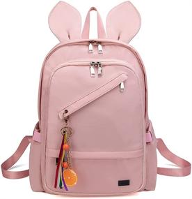 img 4 attached to Backpack For Teen Girls Womens School Laptop Bookbag Middle School College Travel Rucksack Floral Daypacks (Bunny Pink)