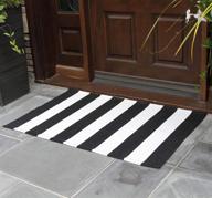 nanta 27.5 x 43 inches cotton woven washable outdoor rugs - black and white striped rug for farmhouse layered door mats & stripe carpet logo