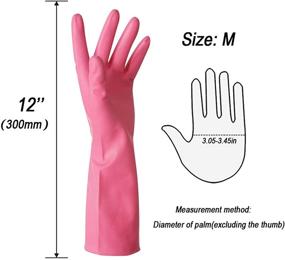 img 3 attached to 🧤 1-Pair Medium Yellow Rubber Kitchen Dishwashing Gloves - Waterproof, Reusable Household Cleaning Glove