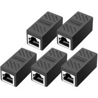 🔌 черная рж-45 куплерная ethernet-продлительная разъемная колодка, 5 штук - cat7, cat6, cat5e разъемная колодка ethernet female to female для повышенного сео логотип