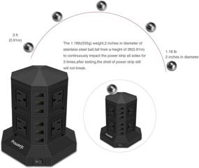 img 2 attached to Powerful Tower Power Strip Surge Protector: 8 AC Outlets & 6 USB Ports for Ultimate Charging - Black by Powerjc