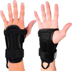 img 1 attached to 🛷 LALATECH Skating Wrist Guards with Impact Protection - Fitted Brace for Snowboarding, Skating, Street Racing, Motocross, Mountain Biking, and Weightlifting Support
