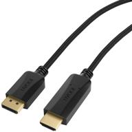 🔌 10ft displayport to hdmi cable - premium male to male cord for fhd video and audio conversion from pcs to hdtv, monitor, projector - nylon braided logo