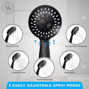 img 1 attached to 🚿 8-inch Black Rainfall Shower Head with Handheld Attachment Combo - High Pressure, Adjustable Head - Rain Shower Head Massager - 5 Setting - High Pressure Spray Hand Shower