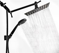 🚿 8-inch black rainfall shower head with handheld attachment combo - high pressure, adjustable head - rain shower head massager - 5 setting - high pressure spray hand shower logo