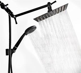 img 4 attached to 🚿 8-inch Black Rainfall Shower Head with Handheld Attachment Combo - High Pressure, Adjustable Head - Rain Shower Head Massager - 5 Setting - High Pressure Spray Hand Shower