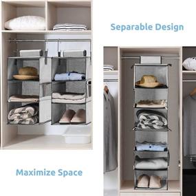 img 3 attached to YOUDENOVA 6-Shelf Hanging Closet Organizer: Maximize Storage with Separable Shelves for Kids - Canvas, Grey