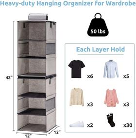 img 1 attached to YOUDENOVA 6-Shelf Hanging Closet Organizer: Maximize Storage with Separable Shelves for Kids - Canvas, Grey