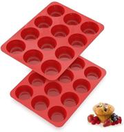 nonstick silicone muffin pans with 12 cups, 2.5-inch cupcake pan - set of 2 - silivo muffin tin, silicone baking molds for homemade muffins, cupcakes, quiches, frittatas - 12 cup muffin tray logo