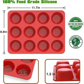 img 2 attached to Nonstick Silicone Muffin Pans with 12 Cups, 2.5-inch Cupcake Pan - Set of 2 - SILIVO Muffin Tin, Silicone Baking Molds for Homemade Muffins, Cupcakes, Quiches, Frittatas - 12 Cup Muffin Tray