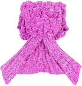 img 1 attached to JR.WHITE Kids Mermaid Tail Blanket, Hand 🧜 Crocheted Snuggle Mermaid, All Seasons Seatail Sleeping Bag (Pink)