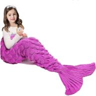 jr.white kids mermaid tail blanket, hand 🧜 crocheted snuggle mermaid, all seasons seatail sleeping bag (pink) logo