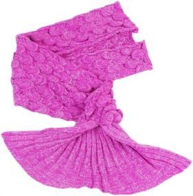 img 2 attached to JR.WHITE Kids Mermaid Tail Blanket, Hand 🧜 Crocheted Snuggle Mermaid, All Seasons Seatail Sleeping Bag (Pink)