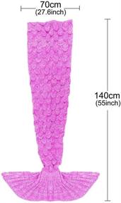 img 3 attached to JR.WHITE Kids Mermaid Tail Blanket, Hand 🧜 Crocheted Snuggle Mermaid, All Seasons Seatail Sleeping Bag (Pink)