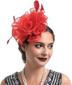 img 1 attached to 🌺 Fascinator Organza Flower Derby Headwear Women's Accessories: Elevate Your Style for Special Occasions