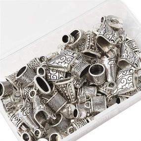 img 2 attached to 📿 Tibetan Silver Alloy Leather Cord End Caps Terminators Barrel Tube Clasps - Set of 100 Pcs, 10 Styles - Ideal for Jewelry Bracelet Making - Beadthoven