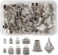 📿 tibetan silver alloy leather cord end caps terminators barrel tube clasps - set of 100 pcs, 10 styles - ideal for jewelry bracelet making - beadthoven logo