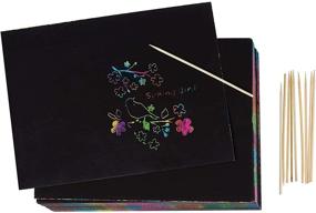 img 4 attached to ✏️ Juvale 110 Piece Rainbow Scratch Paper and Wooden Stylus Pens Set - Large Sheets (8x11 in)