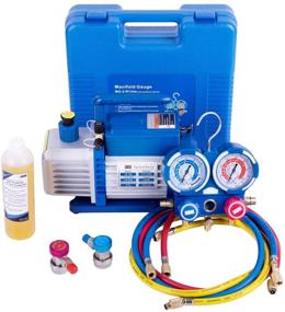 img 4 attached to 🌀 VIVOHOME 110V 1/4 HP Rotary Vane Air Vacuum Pump and R134a AC Manifold Gauge Set Kit: Ideal for HVAC, Air Conditioning, and Refrigeration Recharging - ETL Listed