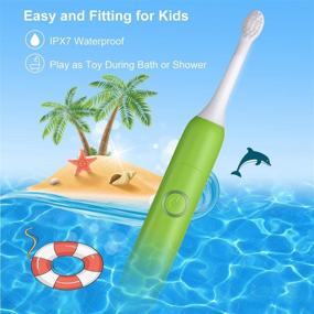 img 1 attached to Rechargeable Sonic Electric Toothbrush for Kids, Ages 3-12, Safest Material, Lower Noise, Dentists Recommended, Cartoon Sticker, 25 Days Duration, Wireless Charging, IPX7 Waterproof