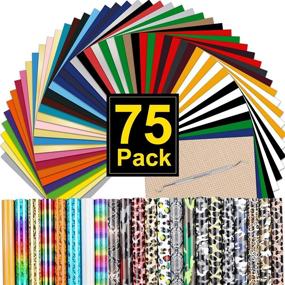 img 4 attached to 🎨 CAREGY HTV Heat Transfer Vinyl Bundle: 75 Pack 12"x10" Iron on Vinyl for T-Shirt, 57 Assorted Colors with HTV Accessories Tweezers for Cricut, Silhouette Cameo or Heat Press Machine, Ideal for DIY Projects and Personalized Crafts