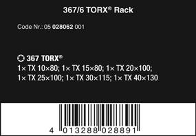 img 3 attached to 🔧 Набор отвёрток Wera Kraftform Plus 367/6 Torx с держателем - MULTИ размеры: TX10x80мм, TX15x80мм, TX20x100мм, TX25x100мм, TX30x115мм, TX40x140мм.