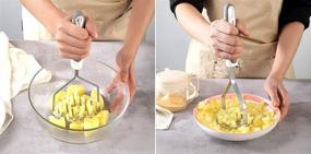 img 2 attached to 🥔 6PC Stainless Steel Potato Masher and Peeler Set - Gray | Kitchen Set with Comfortable Grip Design | Includes Wire Masher, Multi-purpose Peelers | Free Silicone Brush and Oven Mitt