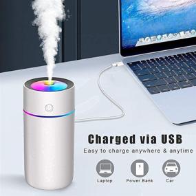 img 2 attached to 🌬️ WeqeYent Mini Portable Cool Mist Humidifier - 320ml Capacity with 5 Filter Sticks, USB Personal Desktop Humidifier for Car, Office, Indoor, Bedroom, Travel - 7-Color Night Light, 2 Spray Modes (White)