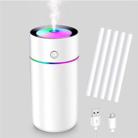 img 3 attached to 🌬️ WeqeYent Mini Portable Cool Mist Humidifier - 320ml Capacity with 5 Filter Sticks, USB Personal Desktop Humidifier for Car, Office, Indoor, Bedroom, Travel - 7-Color Night Light, 2 Spray Modes (White)