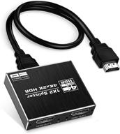 🔁 4k@60hz hdmi splitter, avedio links aluminum 1 in 2 out hdmi splitter for dual monitors duplicate/mirror with same image, hdmi2.0b splitter hdcp2.2 for xbox, ps5, roku - 1 source onto 2 displays logo