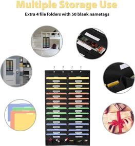 img 1 attached to Magicfly Hanging Wall File Organizer: 24 Pockets & 6 Tool Pockets for Home, School, Office - Black