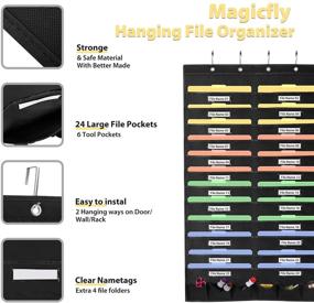 img 2 attached to Magicfly Hanging Wall File Organizer: 24 Pockets & 6 Tool Pockets for Home, School, Office - Black