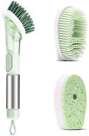 🧽 enhanced leakproof dish brush with soap dispenser - 3-in-1 high-performance dish soap dispenser for kitchen, featuring versatile replacement brush head and durable stainless steel handle for cleaning sink dishes, pots, and more (green) logo