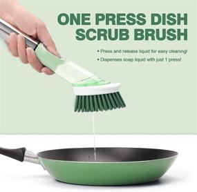 img 3 attached to 🧽 Enhanced Leakproof Dish Brush with Soap Dispenser - 3-IN-1 High-Performance Dish Soap Dispenser for Kitchen, featuring Versatile Replacement Brush Head and Durable Stainless Steel Handle for Cleaning Sink Dishes, Pots, and More (Green)