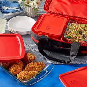 img 3 attached to 🍲 Pyrex Portables Glass Food Bakeware and Storage Containers: 9-Piece Set with Insulated Carrier and BPA Free Lids, Black