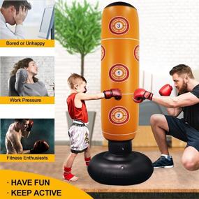 img 1 attached to 🥊 Free Standing Punching Bag for Kids and Adults - 63inch Red Anger Bag with Stand, Ideal for Karate, Taekwondo, MMA Training, and Energy Release