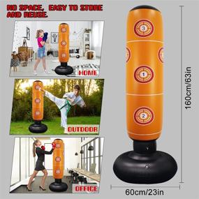 img 3 attached to 🥊 Free Standing Punching Bag for Kids and Adults - 63inch Red Anger Bag with Stand, Ideal for Karate, Taekwondo, MMA Training, and Energy Release