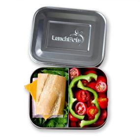 img 1 attached to 🍱 LunchBots Medium Duo Snack Container - Stainless Steel Food Container with Divided Sections for Half Sandwich and Side - Eco-Friendly, Dishwasher Safe – Stainless Lid and All Stainless Steel Construction