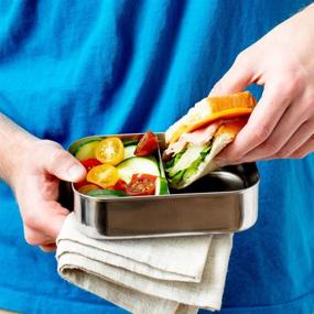 img 2 attached to 🍱 LunchBots Medium Duo Snack Container - Stainless Steel Food Container with Divided Sections for Half Sandwich and Side - Eco-Friendly, Dishwasher Safe – Stainless Lid and All Stainless Steel Construction