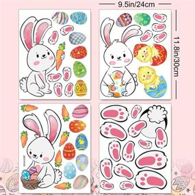 img 3 attached to 🐰 Whaline Easter Decorations Bunny Window Stickers with Easter Egg, Chick, Carrot Decals - Rabbit Paw Prints & Footprints Floor Clings for Home, Office, School Party Supplies, 4 Sheets, 49pcs