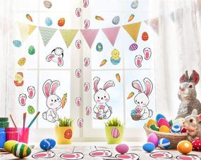 img 1 attached to 🐰 Whaline Easter Decorations Bunny Window Stickers with Easter Egg, Chick, Carrot Decals - Rabbit Paw Prints & Footprints Floor Clings for Home, Office, School Party Supplies, 4 Sheets, 49pcs
