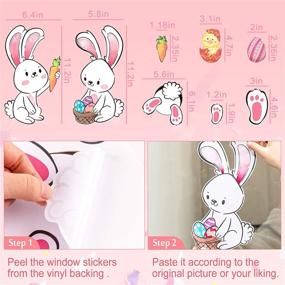img 2 attached to 🐰 Whaline Easter Decorations Bunny Window Stickers with Easter Egg, Chick, Carrot Decals - Rabbit Paw Prints & Footprints Floor Clings for Home, Office, School Party Supplies, 4 Sheets, 49pcs