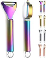 🌈 colorful rainbow potato vegetable and fruit peelers: kyraton titanium plating stainless steel set of 2 with sharp blades, non-slip grip and ergonomic design for effortless kitchen peeling logo