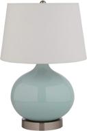 stone & beam round ceramic table lamp with light bulb and white shade - 11 x 11 x 20 inches, cyan blue by amazon brand logo