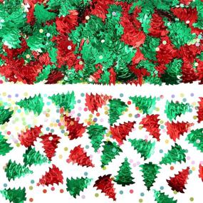 img 4 attached to 🎄 Pangda 60g Christmas Tree Confetti: Festive Embossed Confetti for Christmas Decorations - 4 Bags
