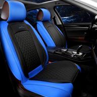 blue/black luxury leather front car seat covers for most cars, suvs, mini vans, and pickups - giant panda (1 pair) logo