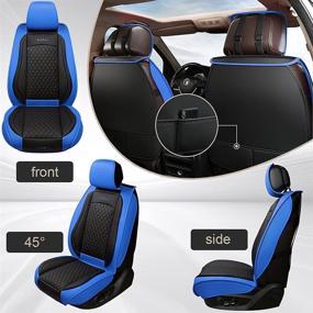 img 3 attached to Blue/Black Luxury Leather Front Car Seat Covers for Most Cars, SUVs, Mini Vans, and Pickups - GIANT PANDA (1 Pair)