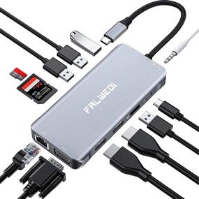 img 4 attached to 🔌 Falwedi UC0214 Тройной дисплей 12 в 1 USB C хаб: HDMI, VGA, Ethernet, PD3.0, считыватель SD TF карт, 4 USB, Микрофон/Аудио, адаптер типа C для док-станции MacBook Air/Pro.